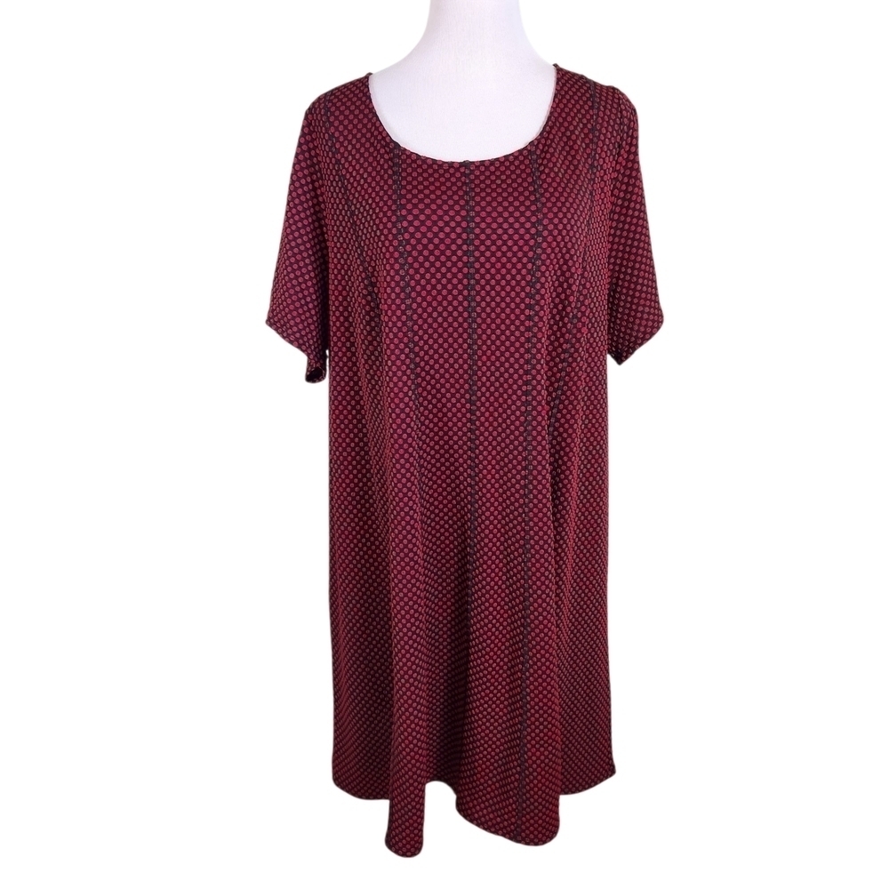 Catherines Black and Red Dot Midi Dress, Sz 2X